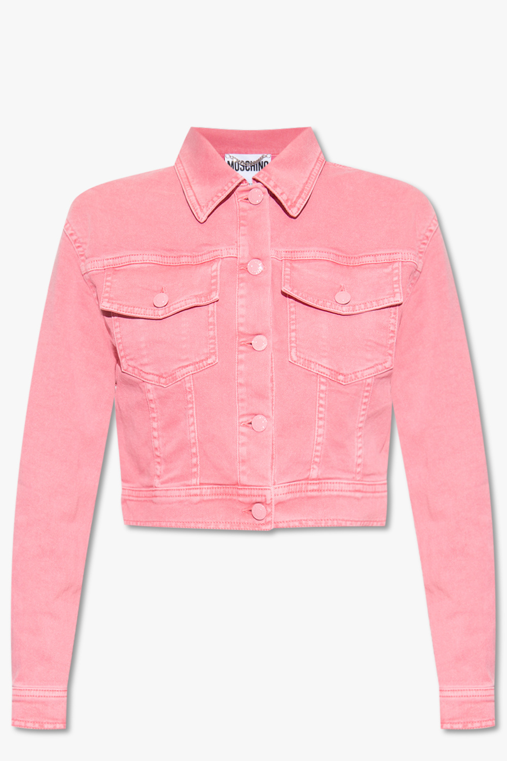 Hot pink shop cropped denim jacket